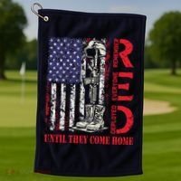 R.E.D. Military Remember Everyone Deployed Usa Flag Golf Towel thumb 1