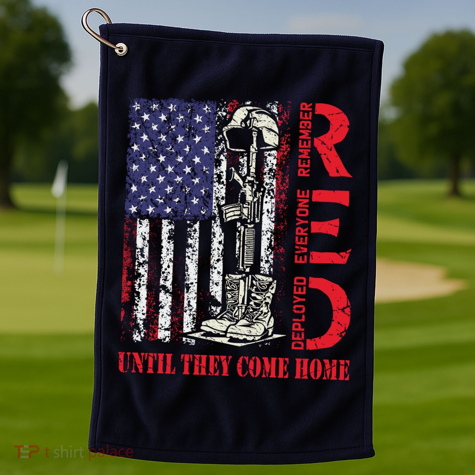 R.E.D. Military Remember Everyone Deployed Usa Flag Golf Towel
