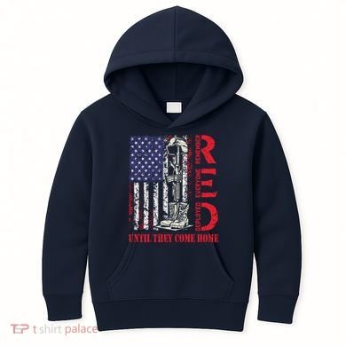 R.E.D. Military Remember Everyone Deployed Usa Flag Kids Hoodie