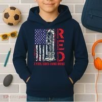 R.E.D. Military Remember Everyone Deployed Usa Flag Kids Hoodie thumb 2