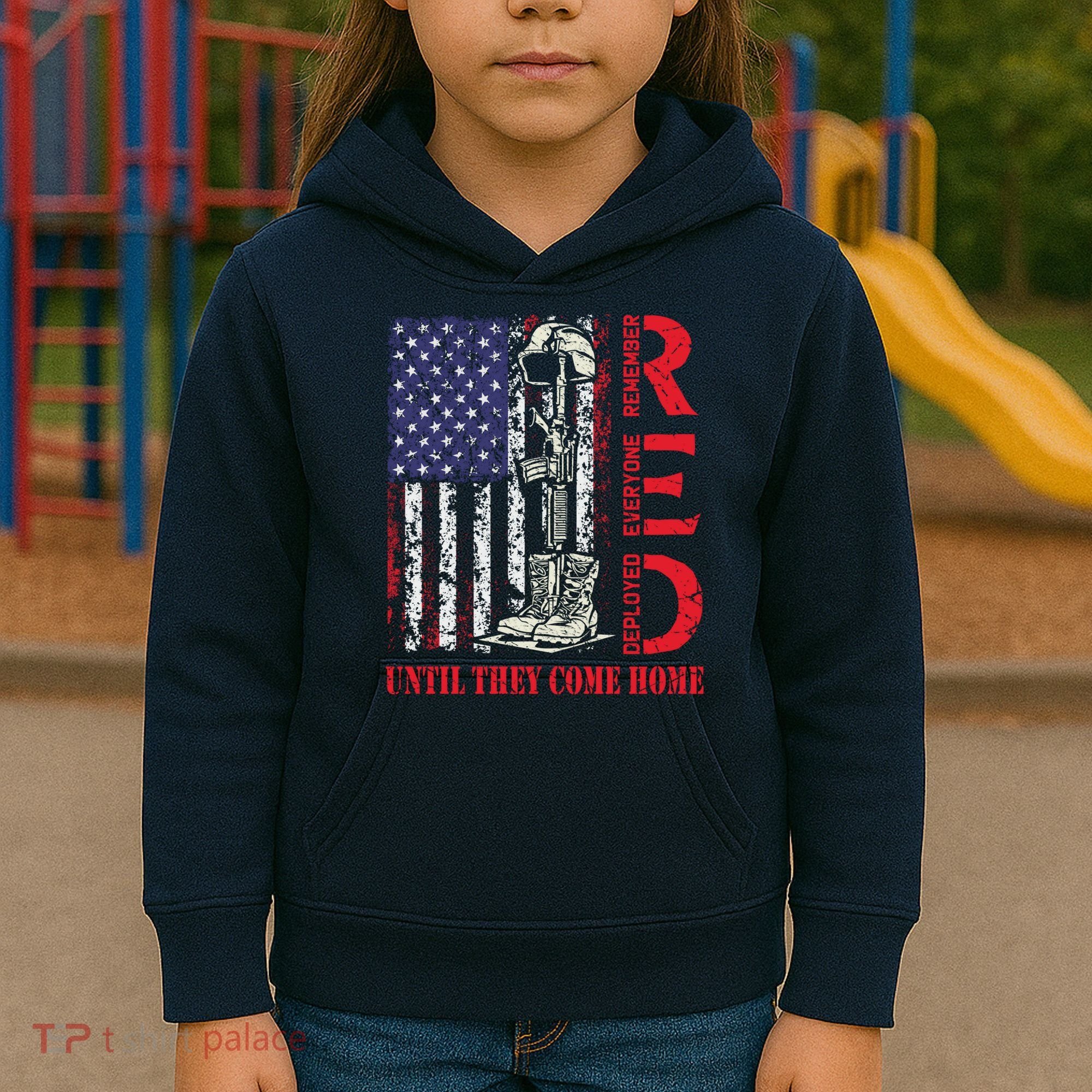 R.E.D. Military Remember Everyone Deployed Usa Flag Kids Hoodie