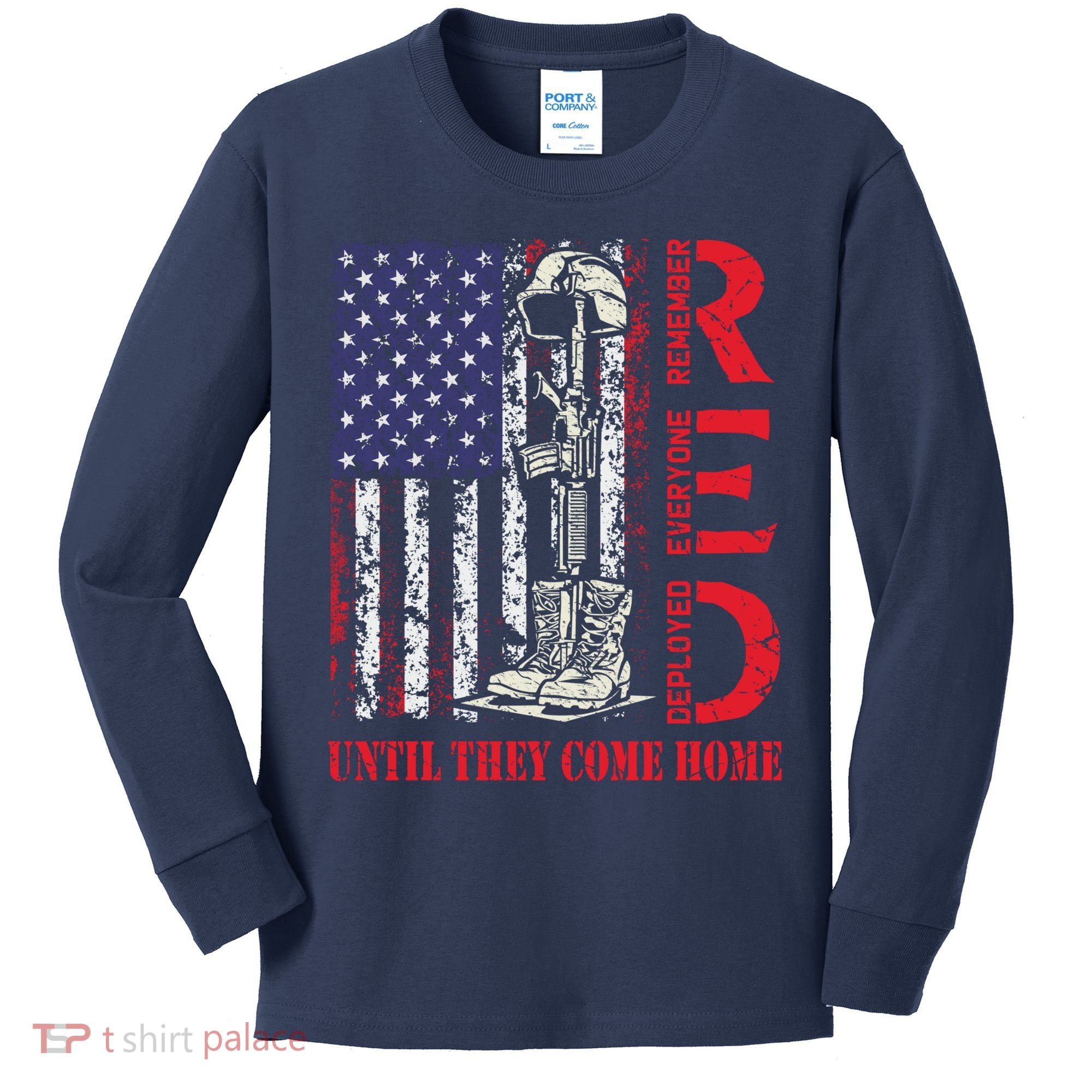 R.E.D. Military Remember Everyone Deployed Usa Flag Kids Long Sleeve Shirt