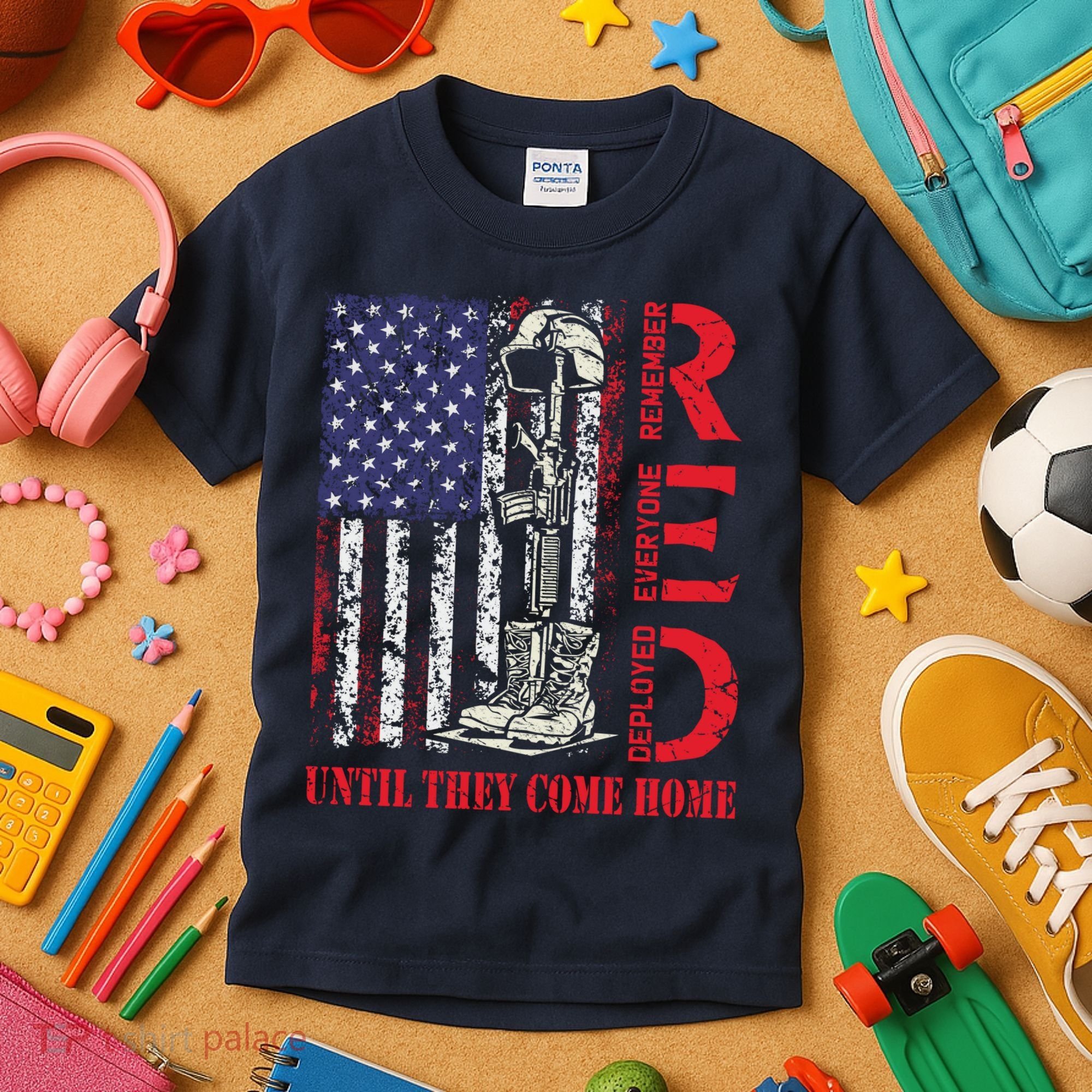 R.E.D. Military Remember Everyone Deployed Usa Flag Kids T-Shirt