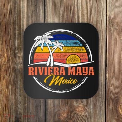 Riviera Maya Retro Sunset Coaster