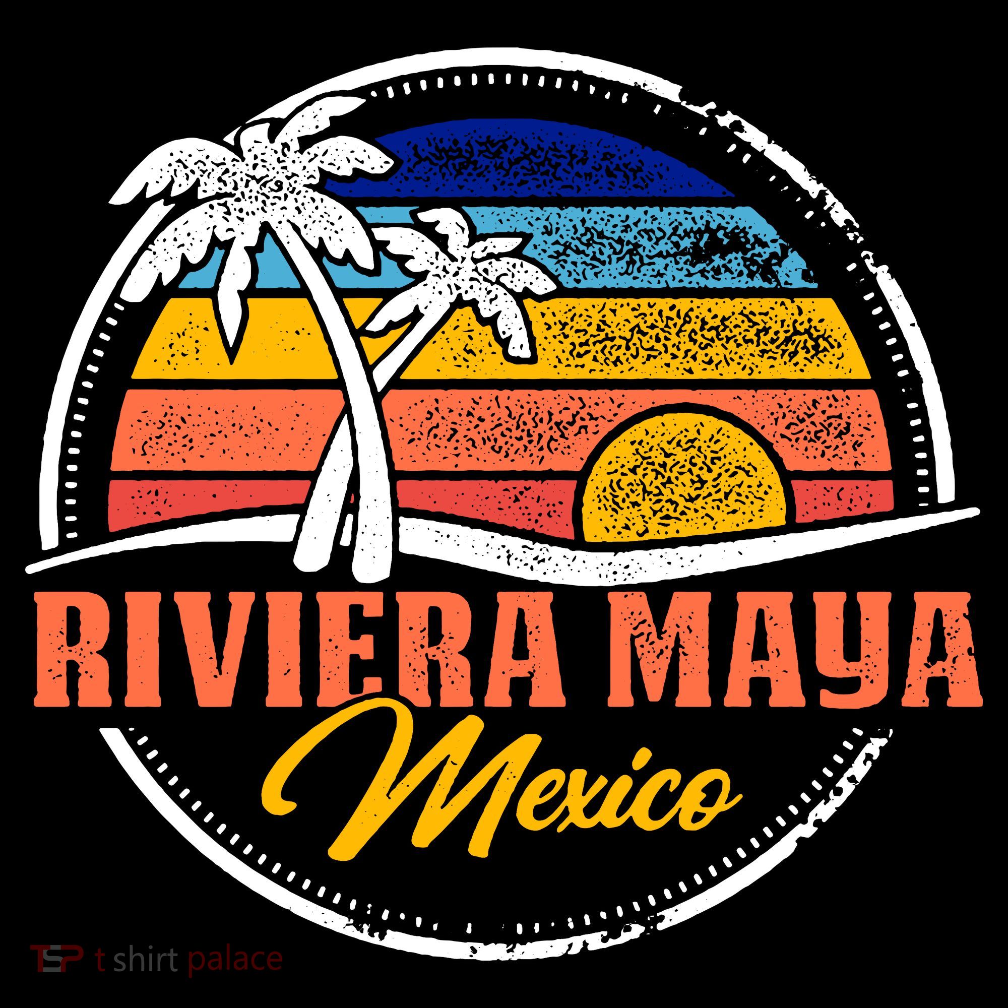 Riviera Maya Retro Sunset Coaster