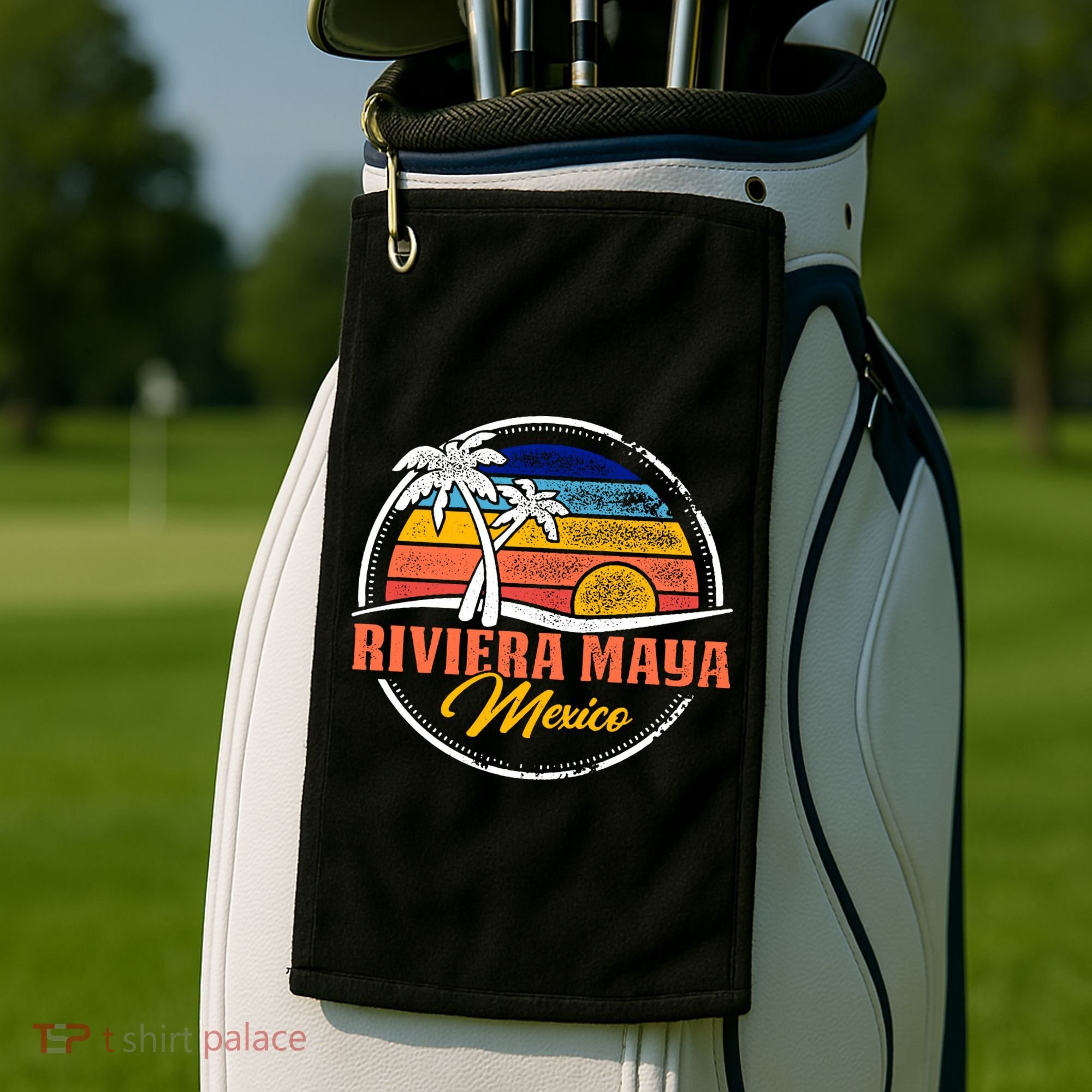 Riviera Maya Retro Sunset Golf Towel