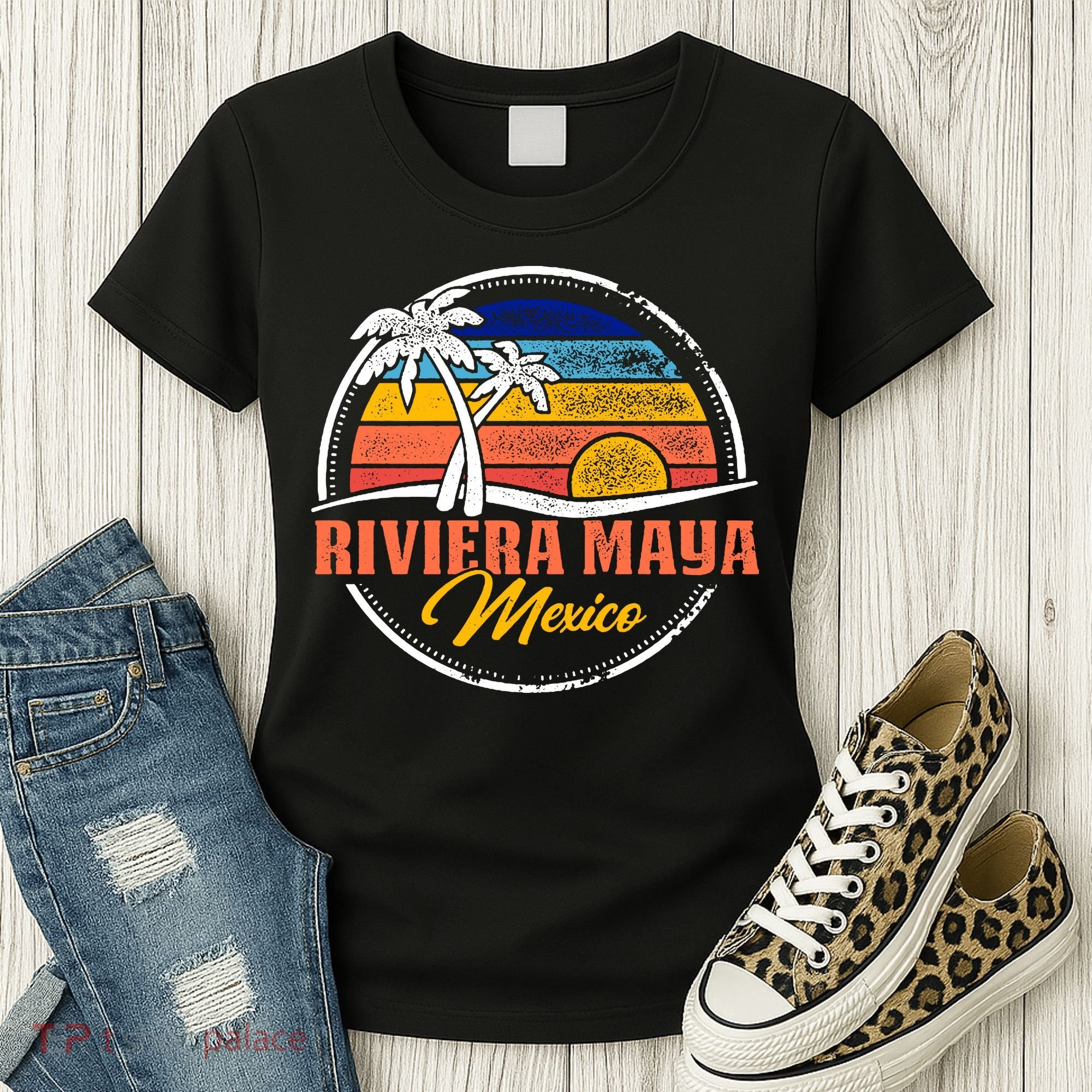 Riviera Maya Retro Sunset Women's T-Shirt