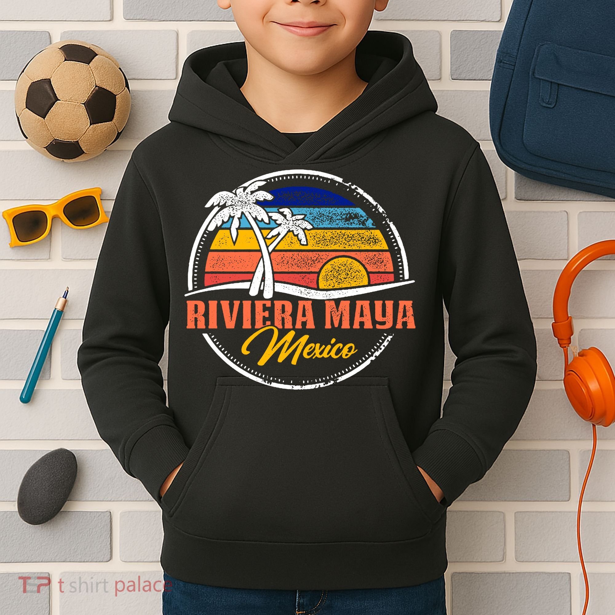 Riviera Maya Retro Sunset Kids Hoodie
