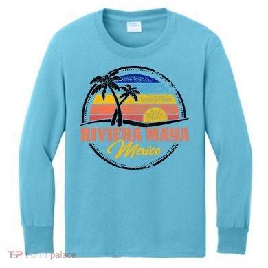 Riviera Maya Retro Sunset Kids Long Sleeve Shirt