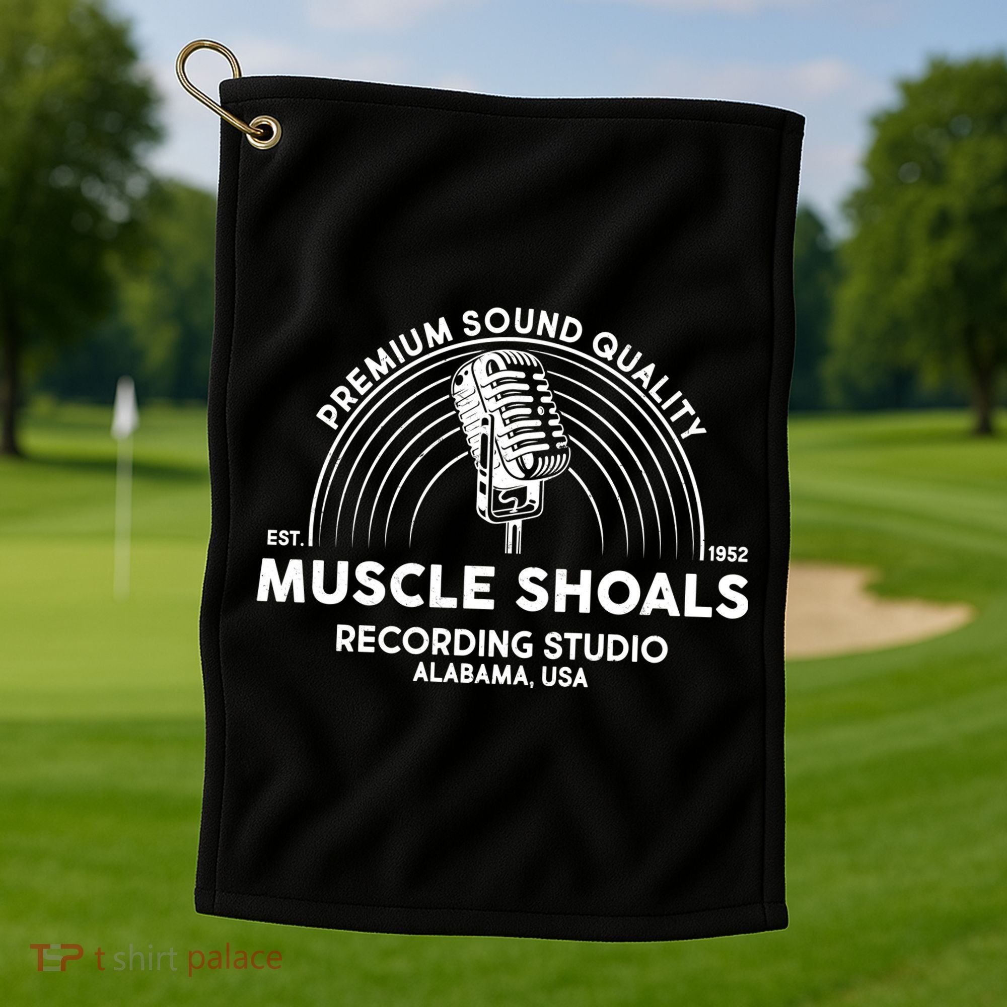 Retro Muscle Shoals Recording Studio Alabama USA Logo Golf Towel