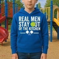 Real M.E.N Stay Out Of The Kitchen Pickleball Kids Hoodie thumb 2