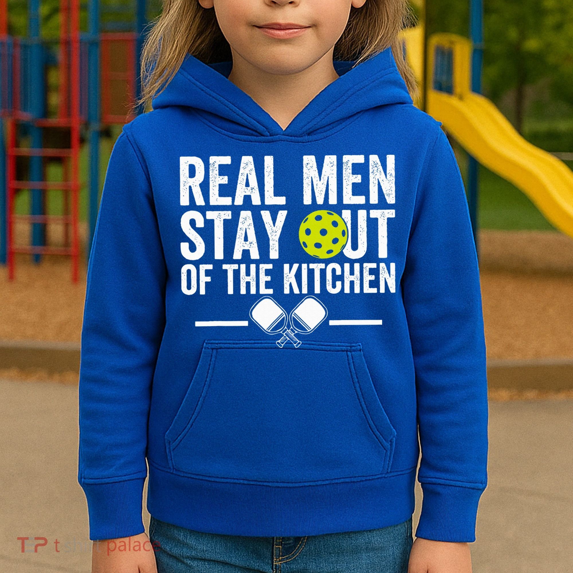 Real M.E.N Stay Out Of The Kitchen Pickleball Kids Hoodie