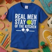 Real M.E.N Stay Out Of The Kitchen Pickleball Kids T-Shirt thumb 3