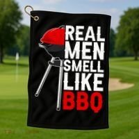 Real Men Smell Like BBQ Golf Towel thumb 1