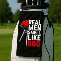 Real Men Smell Like BBQ Golf Towel thumb 2