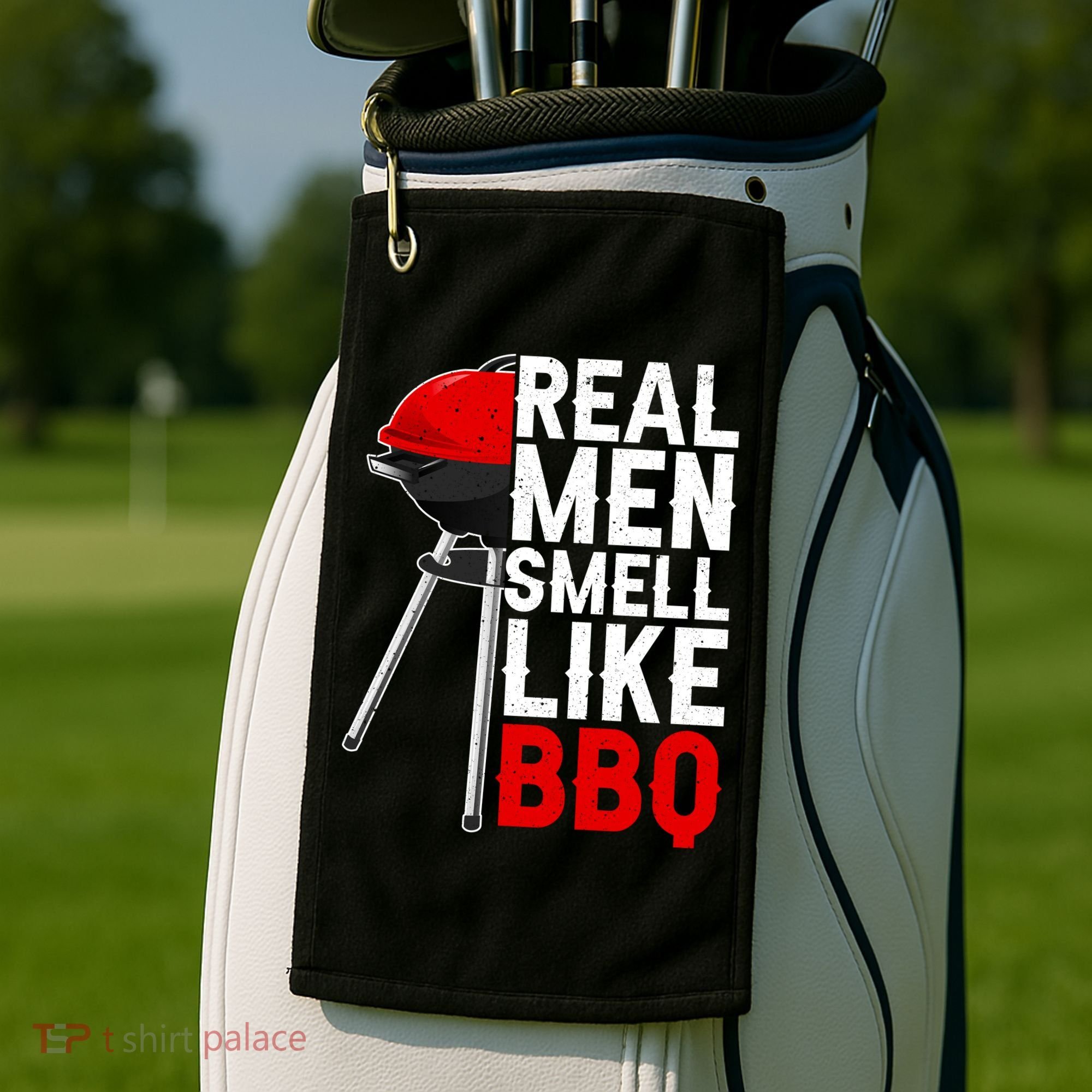 Real Men Smell Like BBQ Golf Towel