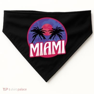 Retro Miami Sunset Palm Tree USA-Made Doggie Bandana