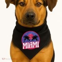 Retro Miami Sunset Palm Tree USA-Made Doggie Bandana thumb 1