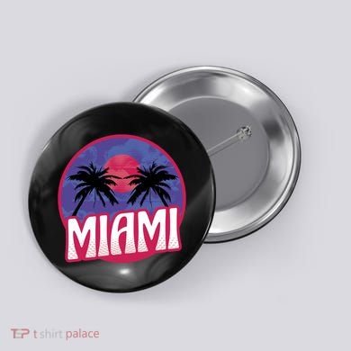 Retro Miami Sunset Palm Tree Button
