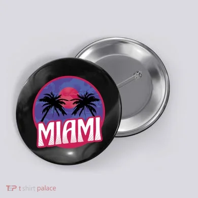 Retro Miami Sunset Palm Tree Button