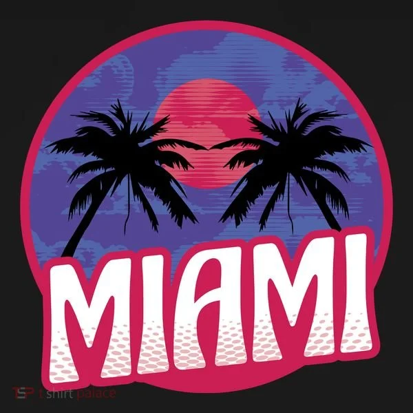 Retro Miami Sunset Palm Tree Bucket Hat
