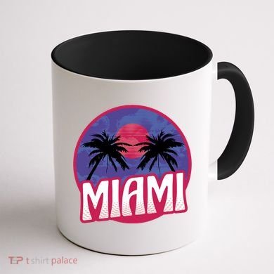 Retro Miami Sunset Palm Tree Coffee Mug back