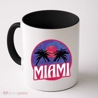 Retro Miami Sunset Palm Tree Coffee Mug thumb 0