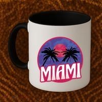 Retro Miami Sunset Palm Tree Coffee Mug thumb 2