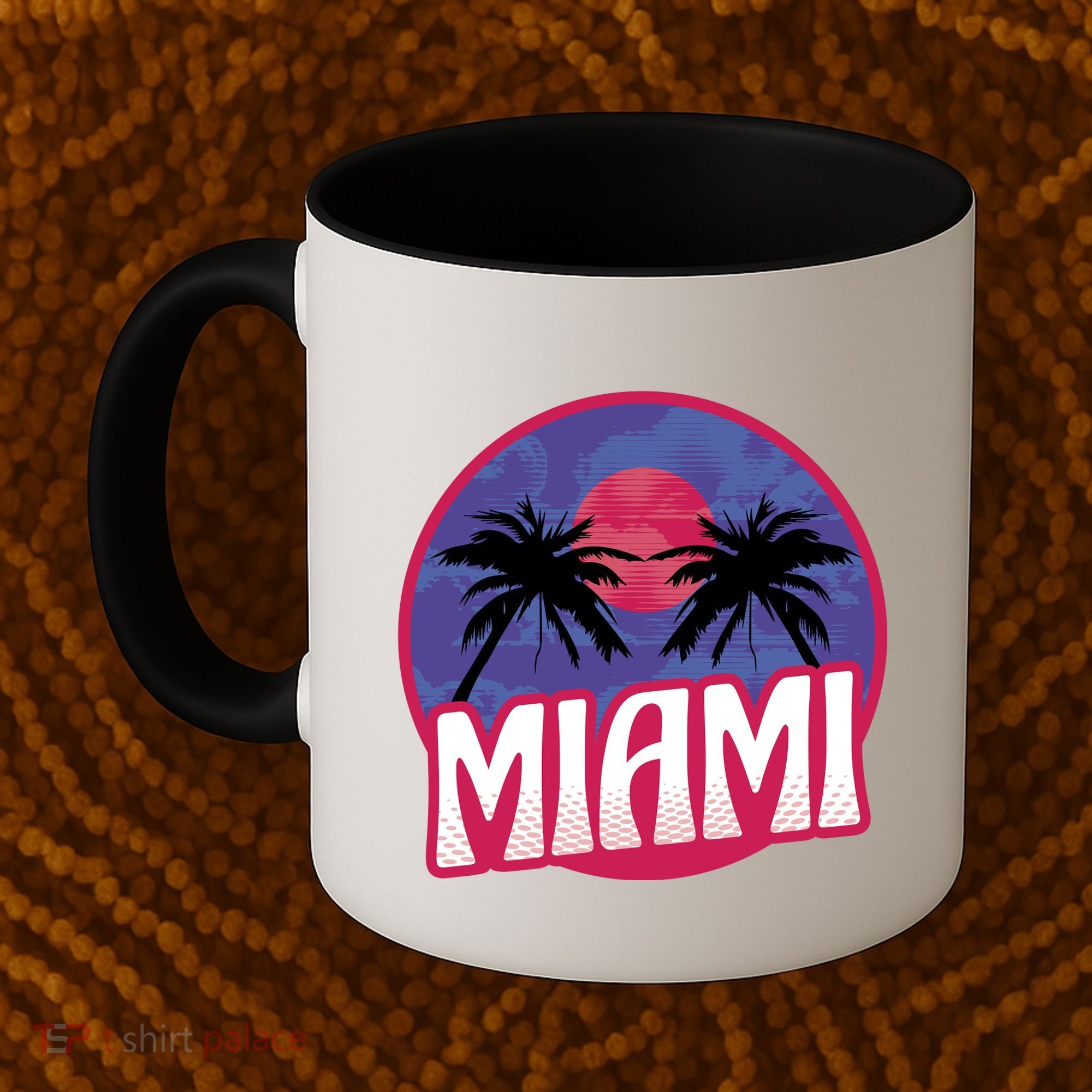 Retro Miami Sunset Palm Tree Coffee Mug