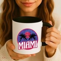 Retro Miami Sunset Palm Tree Coffee Mug thumb 3
