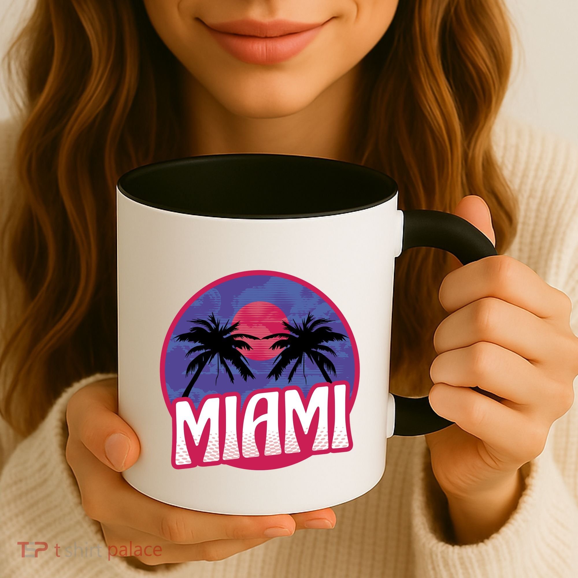 Retro Miami Sunset Palm Tree Coffee Mug