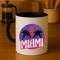 Retro Miami Sunset Palm Tree Coffee Mug thumb 4
