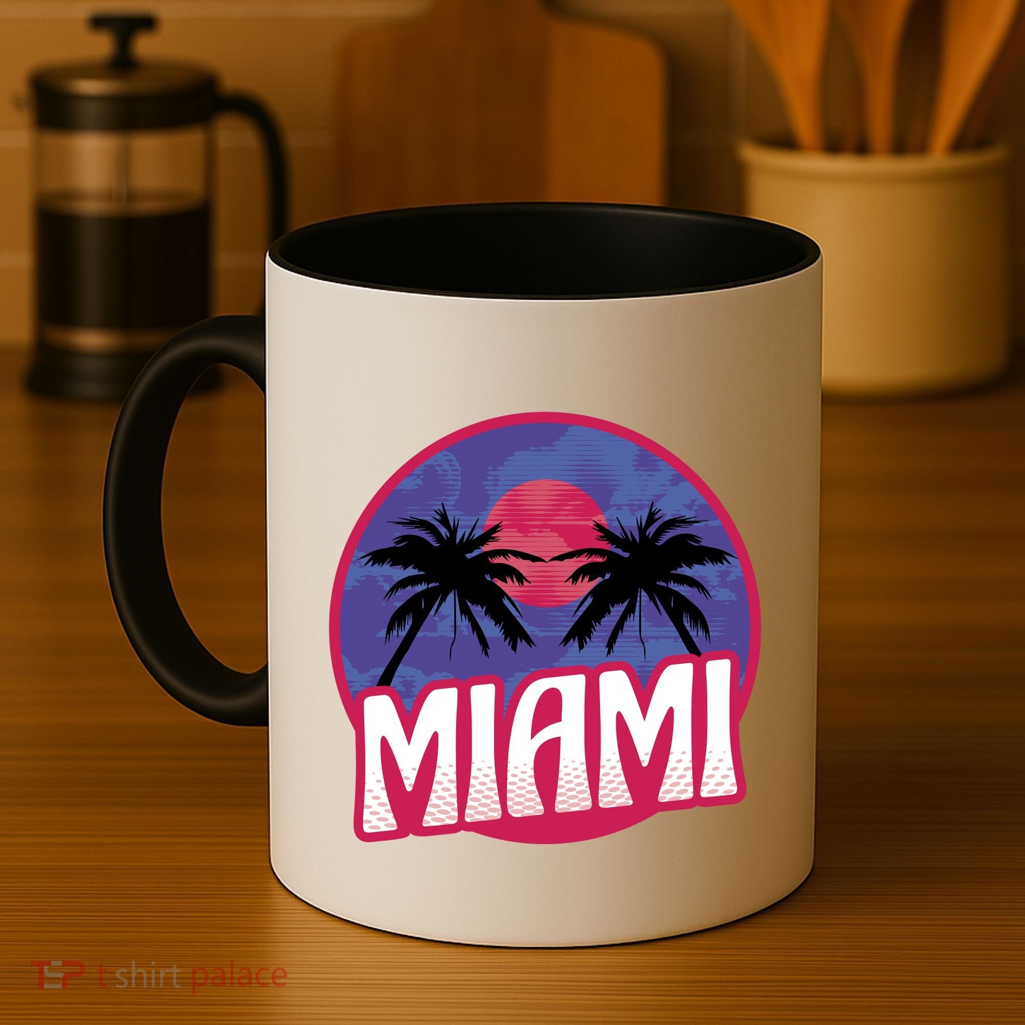 Retro Miami Sunset Palm Tree Coffee Mug