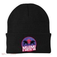 Retro Miami Sunset Palm Tree Beanie thumb 0