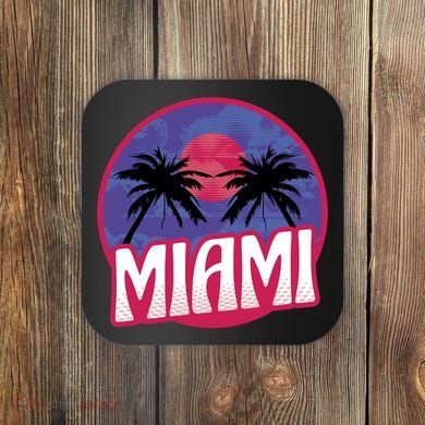 Retro Miami Sunset Palm Tree Coaster