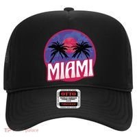 Retro Miami Sunset Palm Tree Hat thumb 0