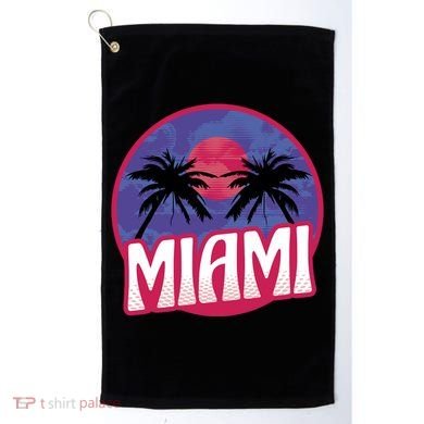 Retro Miami Sunset Palm Tree Golf Towel