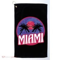 Retro Miami Sunset Palm Tree Golf Towel thumb 0