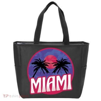 Retro Miami Sunset Palm Tree Tote Bag