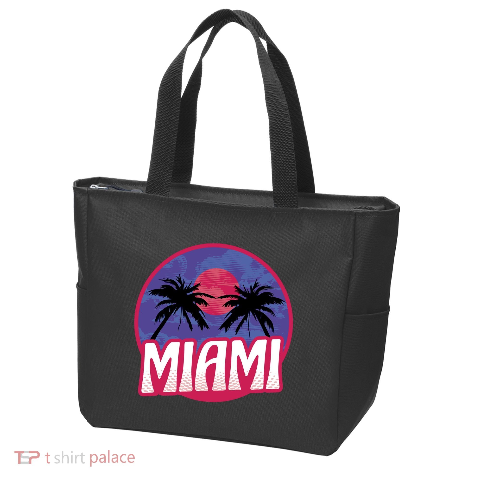 Retro Miami Sunset Palm Tree Tote Bag