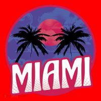 Retro Miami Sunset Palm Tree Santa Hat thumb 1