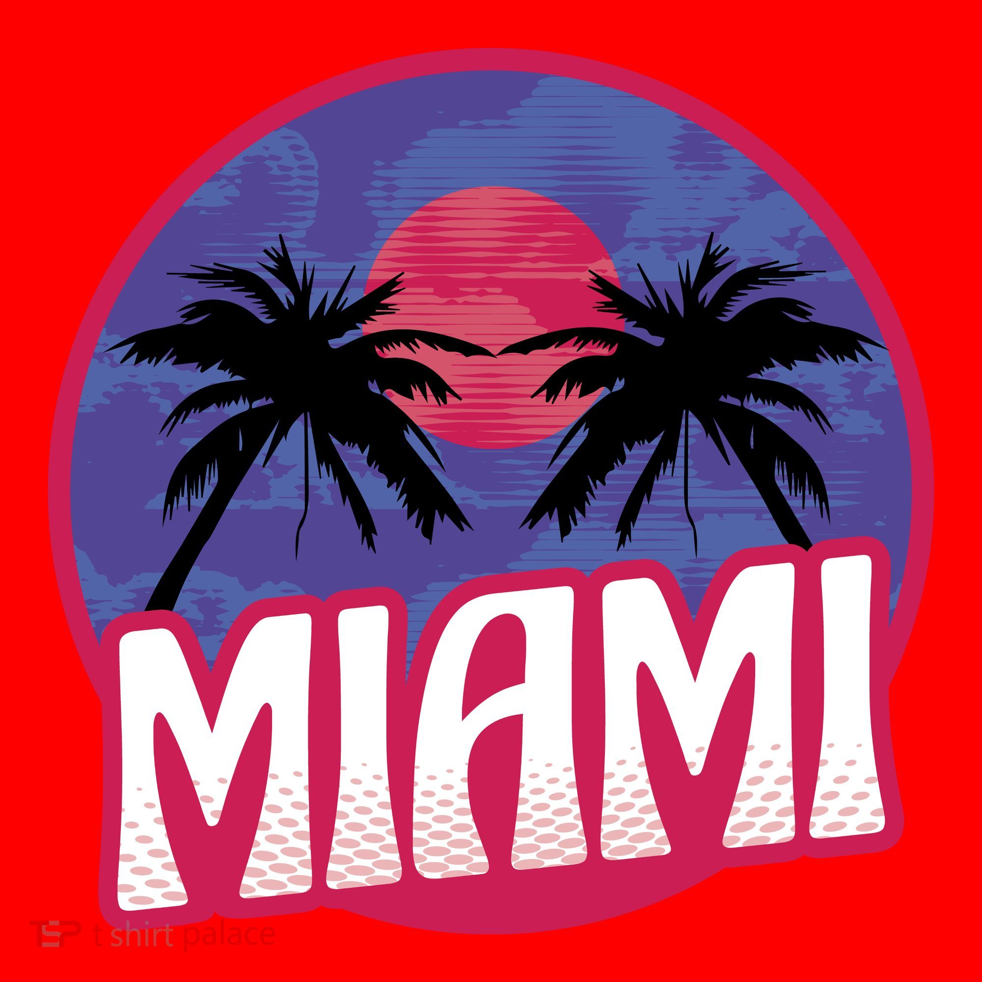 Retro Miami Sunset Palm Tree Santa Hat