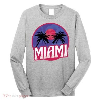 Retro Miami Sunset Palm Tree Long Sleeve Shirt