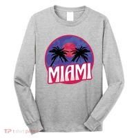 Retro Miami Sunset Palm Tree Long Sleeve Shirt thumb 0