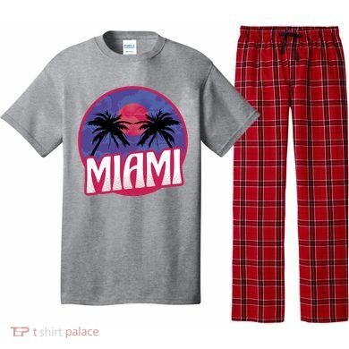 Retro Miami Sunset Palm Tree Pajama Set