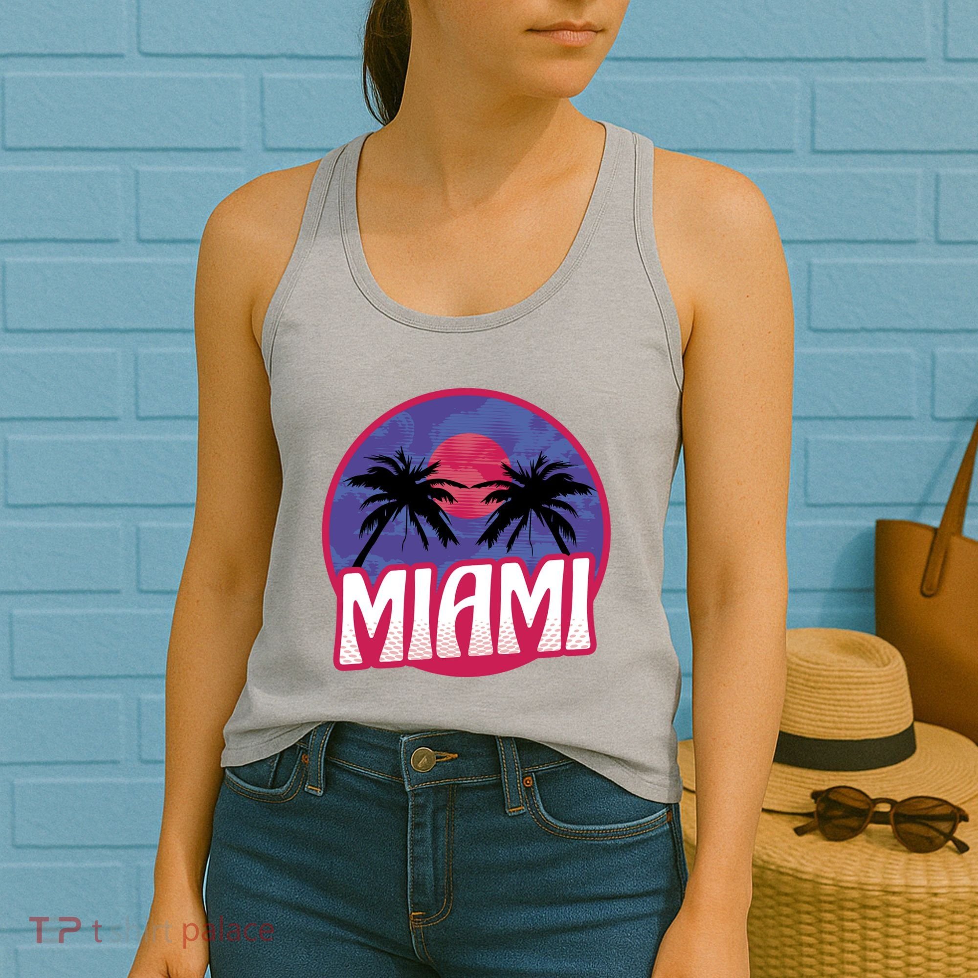 Retro Miami Sunset Palm Tree Women's Tank Top