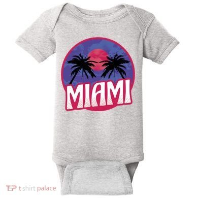 Retro Miami Sunset Palm Tree Baby Bodysuit