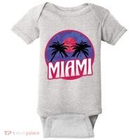 Retro Miami Sunset Palm Tree Baby Bodysuit thumb 0