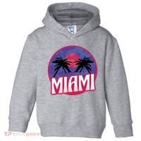 Retro Miami Sunset Palm Tree Toddler Hoodie thumb 0