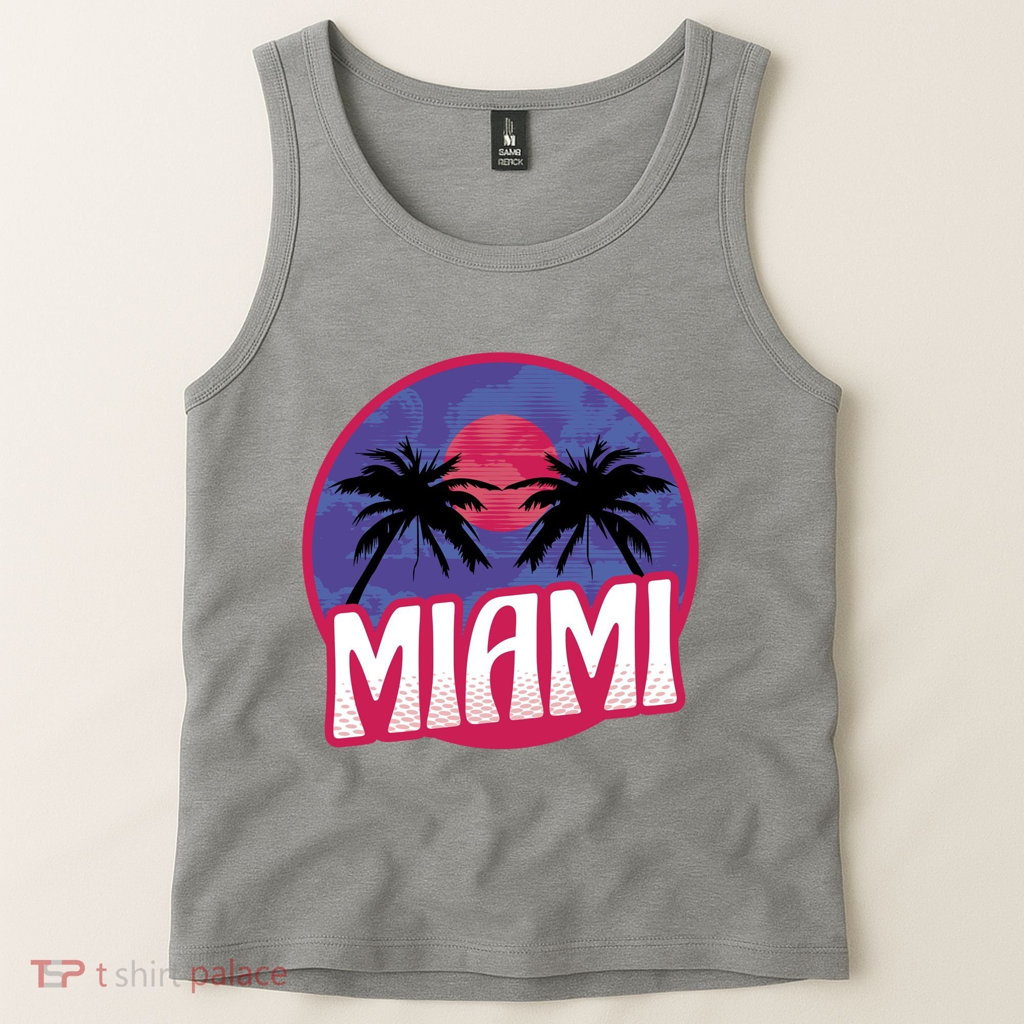 Retro Miami Sunset Palm Tree Tank Top